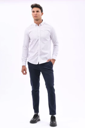 CHEMISE AVEC MOTIF MOTO BLANC/ROUGE